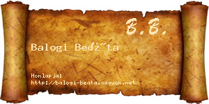 Balogi Beáta névjegykártya